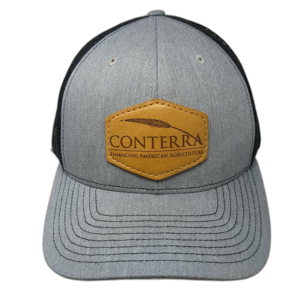 Richardson Gray Trucker Hat One Size Conterra Leather Patch Agriculture Snapback